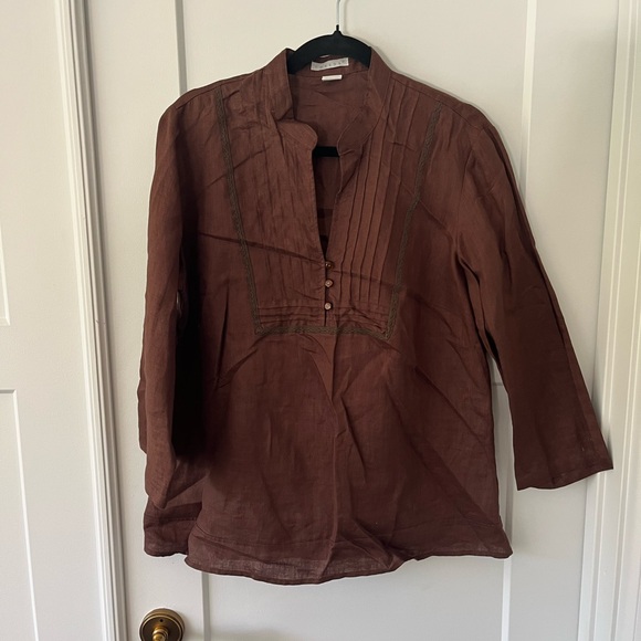 Tweeds Tops - Tweeds Rich Brown Linen Top